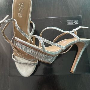 Thalia Sodi Silver Strappy Heels